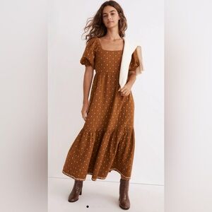 Madewell quilted tiered midi dress, size 10